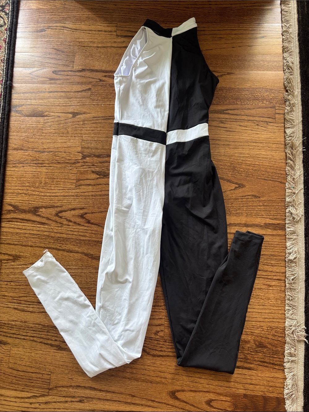 Black & White Colorblock One-Shoulder Jumpsuit